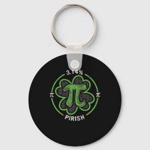 Pi Day 3.14 % Pirish Vintage Irish Shamrock St Pat Key Ring