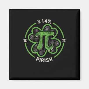 Pi Day 3.14 % Pirish Vintage Irish Shamrock St Pat Magnet