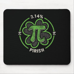 Pi Day 3.14 % Pirish Vintage Irish Shamrock St Pat Mouse Pad