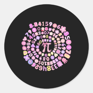 Pi Day 3.14 Spiral Coquette Bow Girl Kid Teacher M Classic Round Sticker