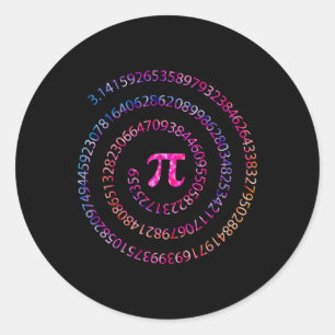 Pi Day 3.14 Spiral Pi Numbers Math Teacher Women K Classic Round Sticker