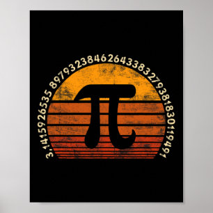 Pi Day 3.14 Symbol Retro Math Teacher Nerd Love Gi Poster