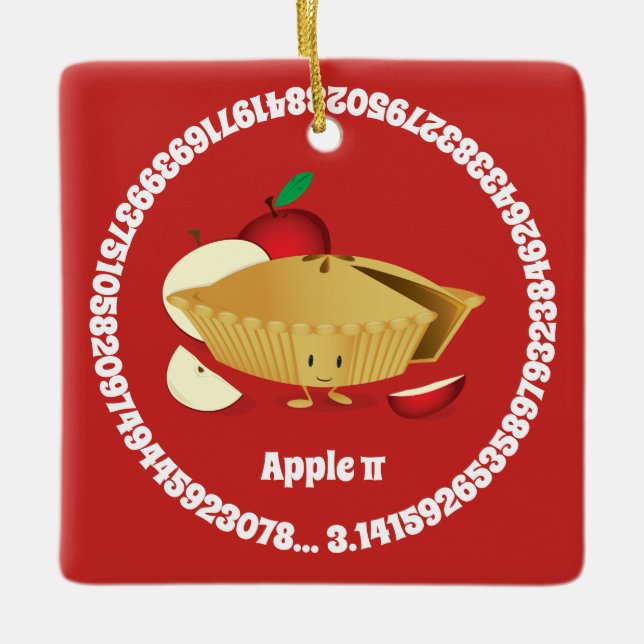 Pi Day Apple Pie Cartoon Character Numbers Ceramic Ornament (Front)
