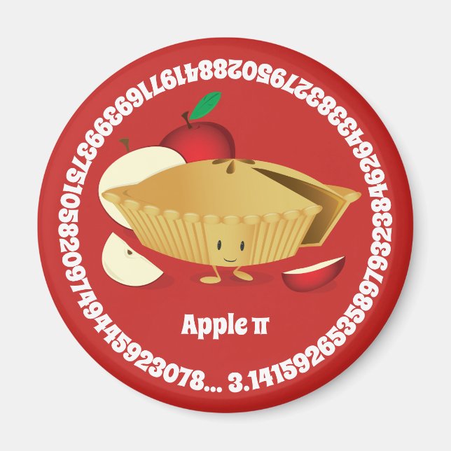 Pi Day Apple Pie Cartoon Character Numbers Magnet (Front)