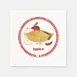 Pi Day Apple Pie Cartoon Character Numbers Napkin