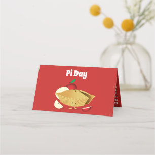 Pi Day Apple Pie Cartoon Character Numbers Place Card