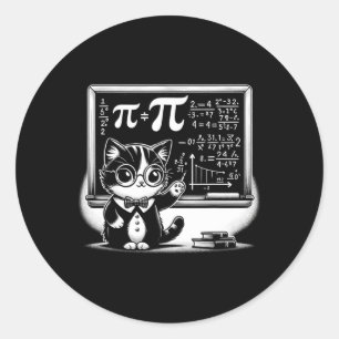 Pi Day Cat For Boys Kids Men Women Teachers Pi Day Classic Round Sticker