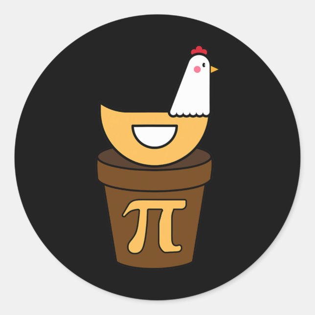 Pi Day Chicken Pot Pie 3.14 Math Science Funny Boy Classic Round Sticker (Front)