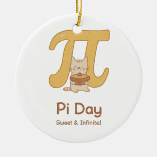 Pi Day Cute Cat Postcard – Sweet & Infinite   Math Ceramic Ornament