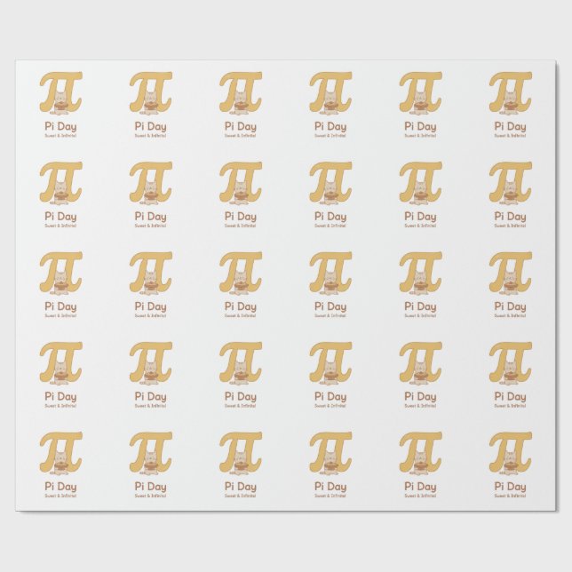 Pi Day Cute Cat Postcard – Sweet & Infinite | Math Wrapping Paper (Flat)
