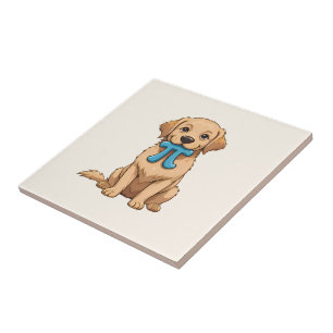 Pi Day Dog With Pi Symbol Happy Pi Day Ceramic Tile