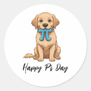 Pi Day Dog With Pi Symbol   Happy Pi Day Classic Round Sticker