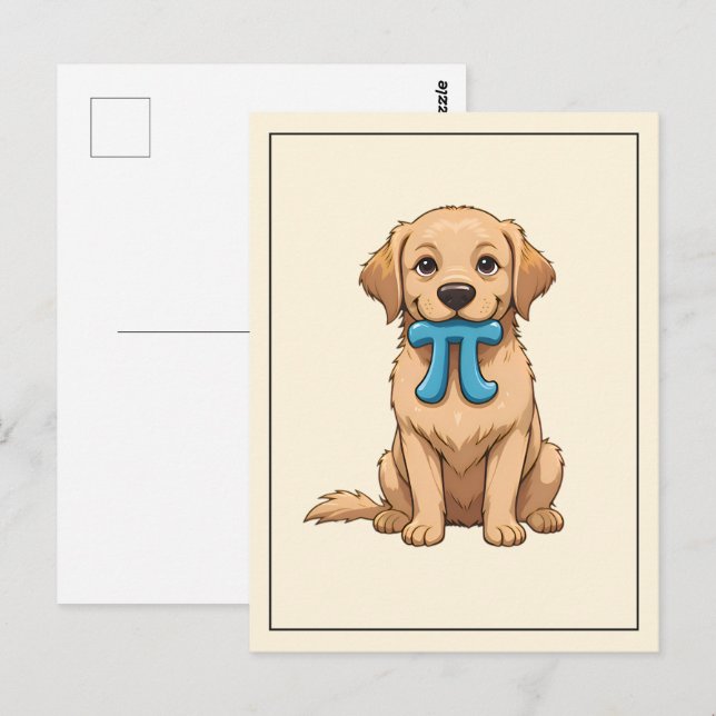 Pi Day Dog With Pi Symbol | Happy Pi Day Postcard (Front/Back)