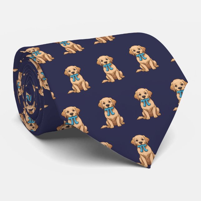 Pi Day Dog With Pi Symbol | Happy Pi Day Tie (Rolled)