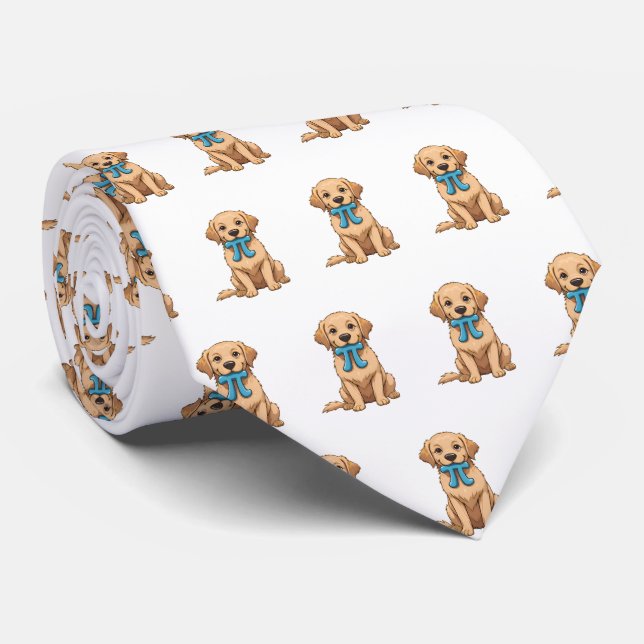 Pi Day Dog With Pi Symbol | Happy Pi Day Tie (Rolled)