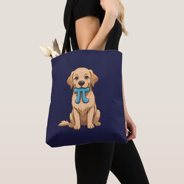 Pi Day Dog With Pi Symbol | Happy Pi Day Tote Bag (Close Up)