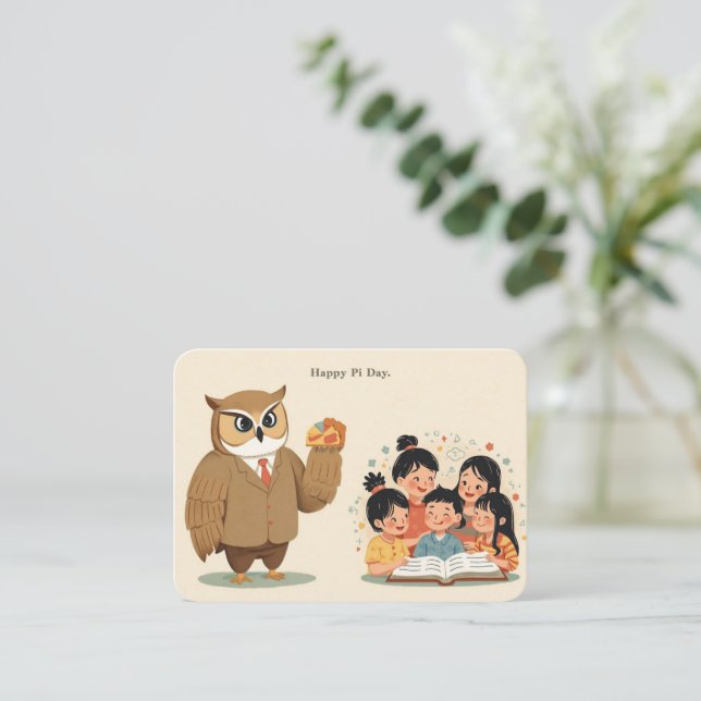 Pi Day Enclosure Card – Cute Owl Teacher (Standing Front)