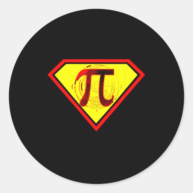 Pi Day Funny Superhero Costume  Classic Round Sticker (Front)
