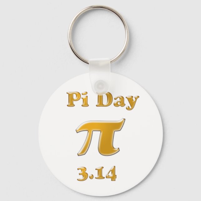 Pi Day Gold on White Key Ring (Front)