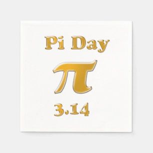 Pi Day Gold on White Napkin