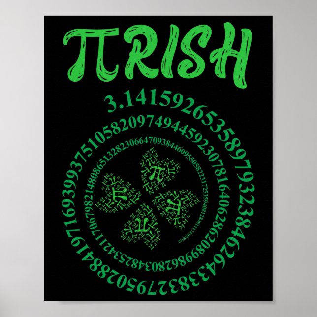Pi Day Graphic Irish Funny St. Patrick's Day Math  Poster (Front)