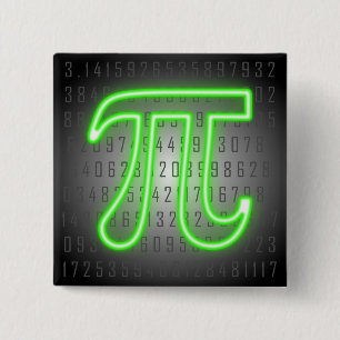 Pi Day Green Neon 15 Cm Square Badge