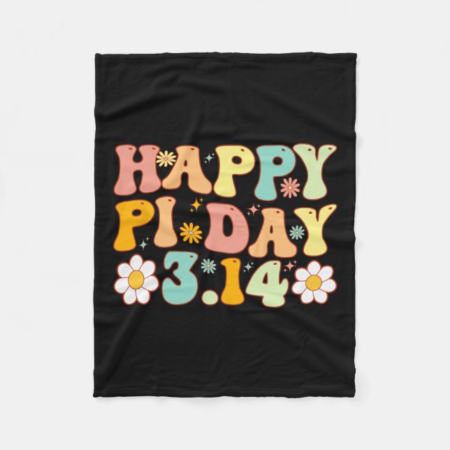 Pi Day Groovy Math Lover 3.14 Math Teacher Men Wom Fleece Blanket (Front)