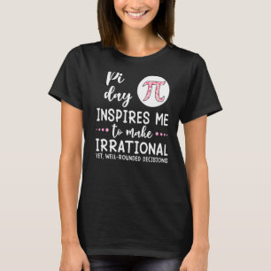 Pi Day Inspires Me Math   Pi Symbol Hearts Print T-Shirt