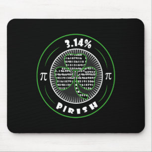 Pi Day Irish Shamrock Clover Pirish Math Lover Gee Mouse Pad