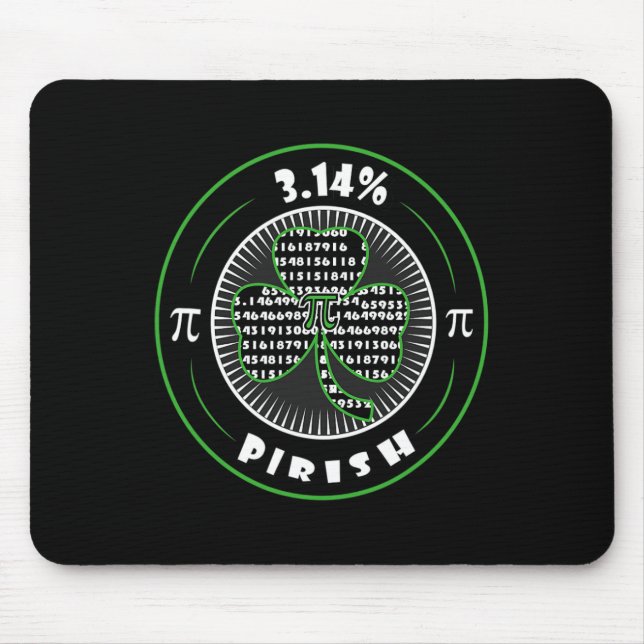 Pi Day Irish Shamrock Clover Pirish Math Lover Gee Mouse Pad (Front)