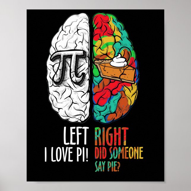 Pi Day Left Vs Right Brain Pie Shirt Math Geek Poster (Front)