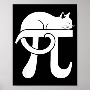 Pi Day Math Cat Nerd Comedy Teacher Student Pi Day Poster
