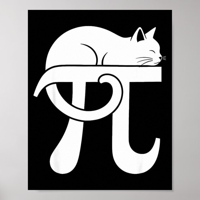 Pi Day Math Cat Nerd Comedy Teacher Student Pi Day Poster (Front)