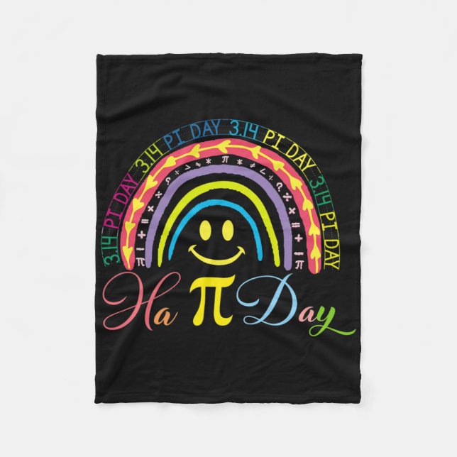 Pi Day Math Number Rainbow Happy Pi Day Fun Smile  Fleece Blanket (Front)