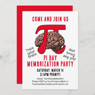 PI DAY Memorisation Party Invitation
