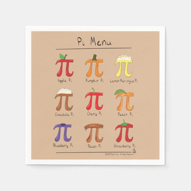 Pi Day Menu Cute Funny Math Napkin (Front)