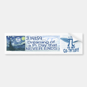 Pi Day Never Ends by Mudge Studios Bumper Sticker