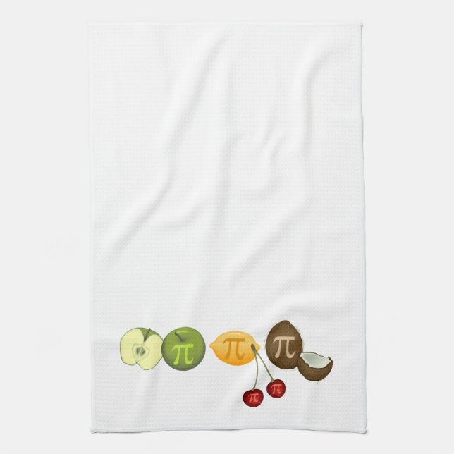 Pi Day, Pi on Various Fruit Tea Towel (Vertical)