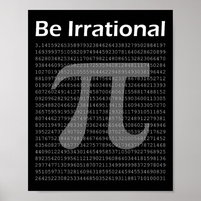 Pi Day Pi Tee Math Nerd Geek Be Irrational  Poster (Front)