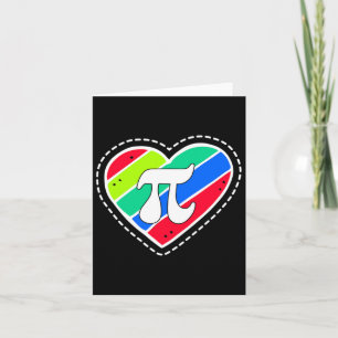 Pi Day Rainbow Hearts Math Teacher Gift  Card