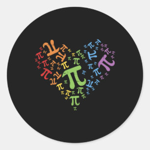 Pi Day Shirt Rainbow Heart Math Lgbt Gay Lesbian P Classic Round Sticker