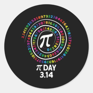 Pi Day Spiral Colour Numbers 3.14 Happy Pi Day  Classic Round Sticker