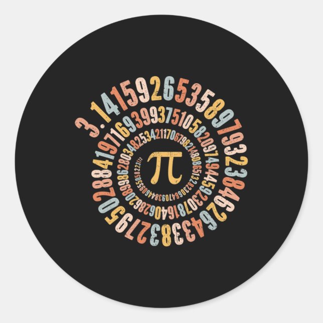 Pi Day Spiral Math Pi  Classic Round Sticker (Front)