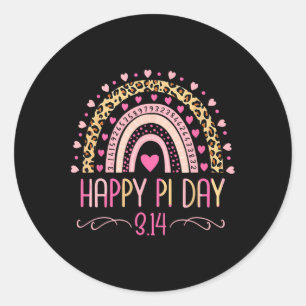 Pi Day Spiral Pi Math Teacher 3.14 Leopard Rainbow Classic Round Sticker