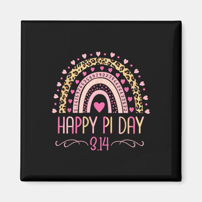 Pi Day Spiral Pi Math Teacher 3.14 Leopard Rainbow Magnet (Front)