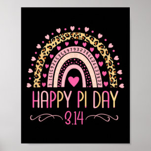 Pi Day Spiral Pi Math Teacher 3.14 Leopard Rainbow Poster