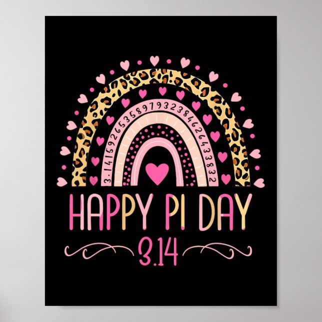 Pi Day Spiral Pi Math Teacher 3.14 Leopard Rainbow Poster (Front)