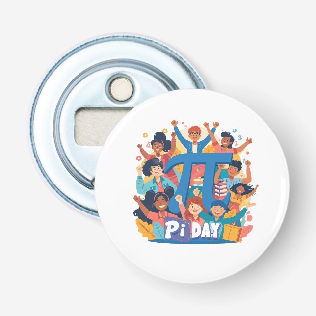 Pi Day Squad Celebration Design Bottle Opener (Front)