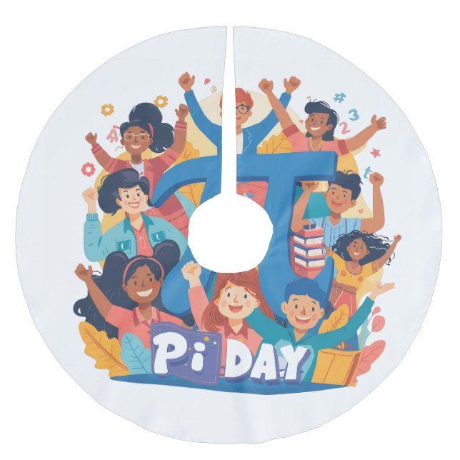 Pi Day Squad Celebration Design Brushed Polyester Tree Skirt (Front)