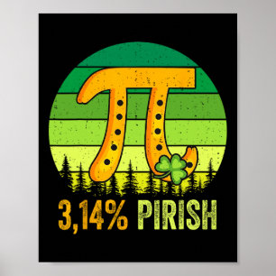 Pi Day St. Patrick's 3.14 Irish Retro Pirish Math Poster